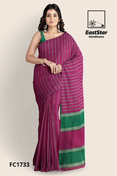 Magenta Handloom Cotton Saree FC1733
