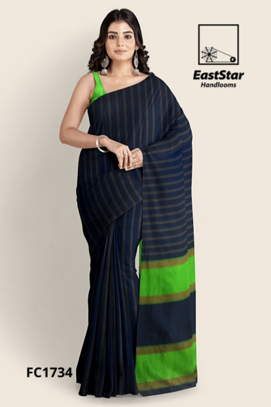 Navy Blue Handloom Cotton Saree FC1734