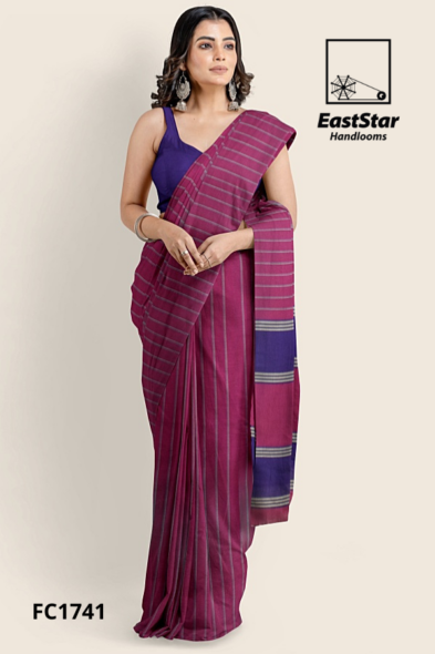 Magenta Handloom Cotton Saree FC1741