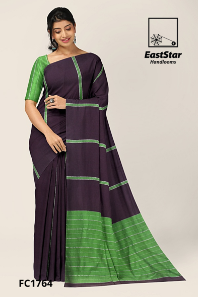 Plum Handloom Cotton Saree FC1764