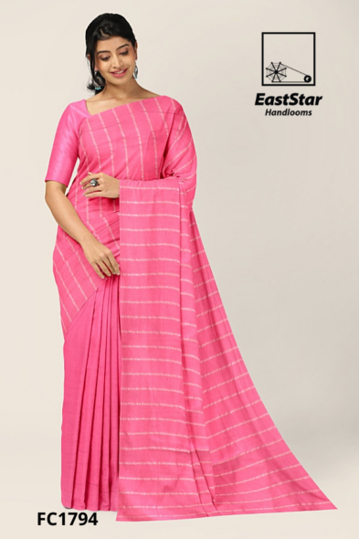 Bright Pink Handloom Cotton Saree FC1794