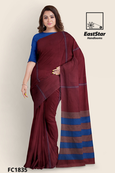 Maroon Handloom Cotton Saree FC1835