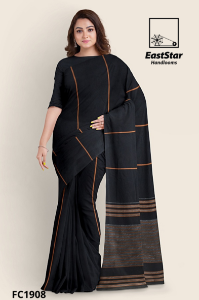 Black Handloom Cotton Saree FC1908
