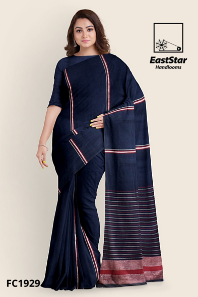 Navy Blue Handloom Cotton Saree FC1929