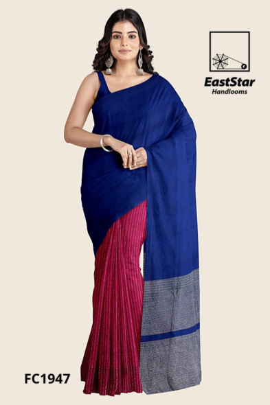 Royal Blue Magenta Handloom Cotton Saree FC1947 Royal Blue Magenta Handloom Cotton Saree FC1947