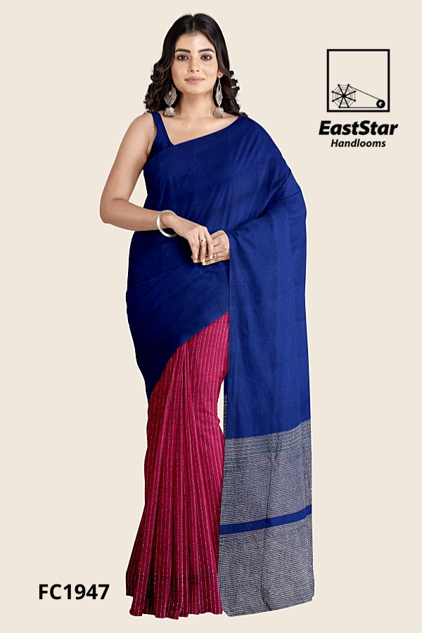 Royal Blue Magenta Handloom Cotton Saree FC1947 Royal Blue Magenta Handloom Cotton Saree FC1947