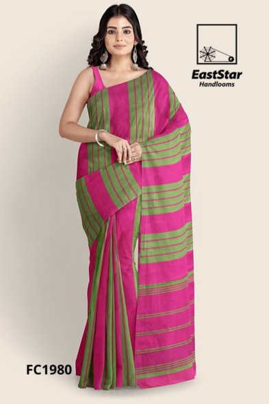 Fuchsia Olive Handloom Cotton Saree FC1980
