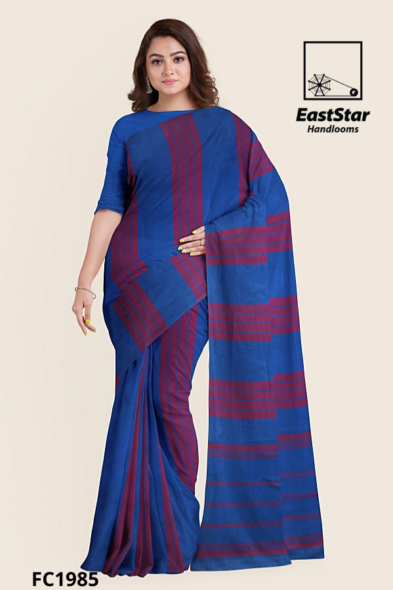 Cobalt Blue Magenta Handloom Cotton Saree FC1985