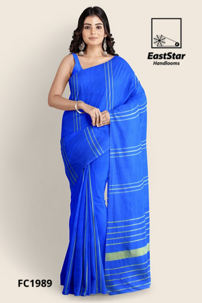 Royal Blue Handloom Cotton Saree FC1989