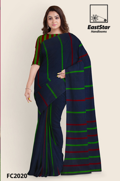 Navy blue Handloom Cotton Saree FC2020