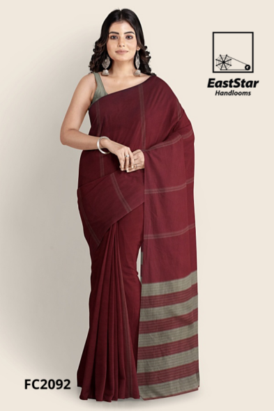 Deep Maroon Handloom Cotton Saree FC2092