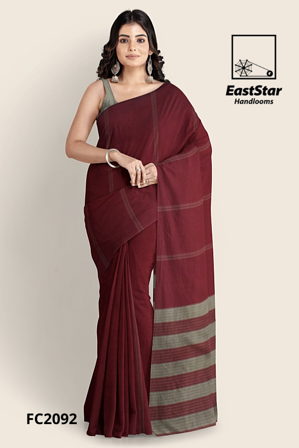Deep Maroon Handloom Cotton Saree FC2092