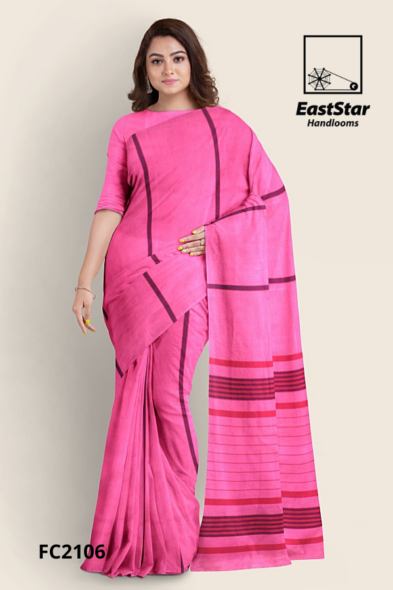 Bright Pink Handloom Cotton Saree FC2106