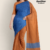 Rust Brown Blue Handloom Cotton Saree FC2155