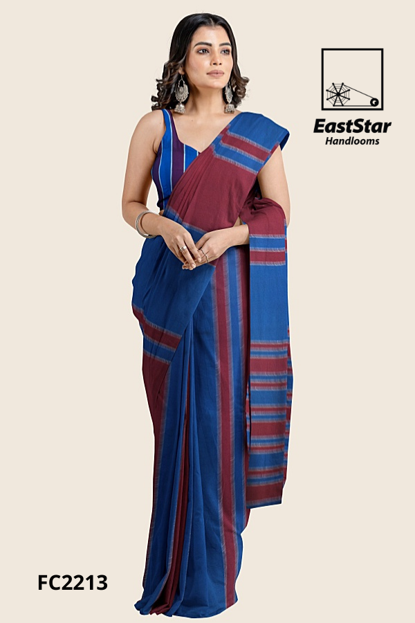 Blue Maroon Handloom Cotton Saree FC2213 Blue Maroon Handloom Cotton Saree FC2213