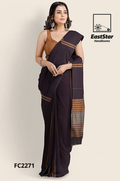 Dark Plum Handloom Cotton Saree FC2271