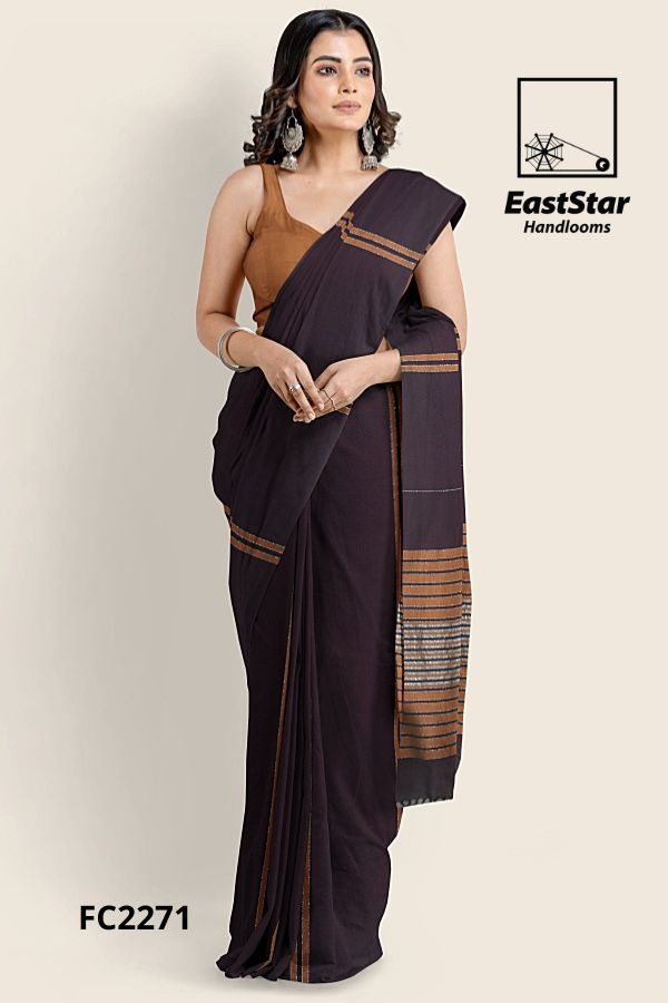 Dark Plum Handloom Cotton Saree FC2271