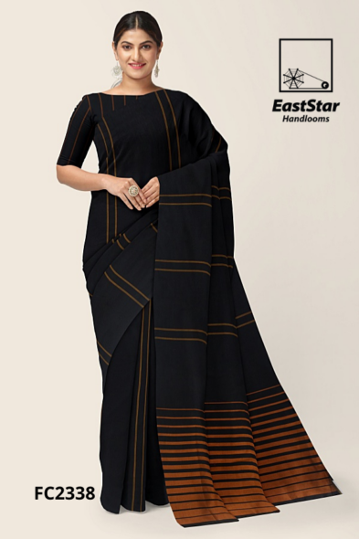 Black Handloom Cotton Saree FC2338