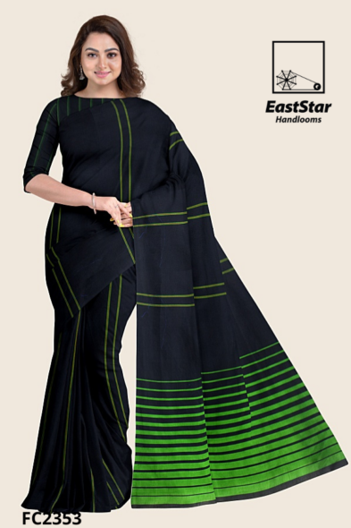 Black Green Handloom Cotton Saree FC2353 Black Green Handloom Cotton Saree FC2353
