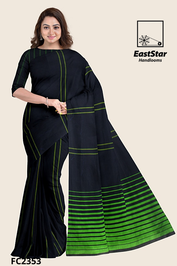 Black Green Handloom Cotton Saree FC2353 Black Green Handloom Cotton Saree FC2353