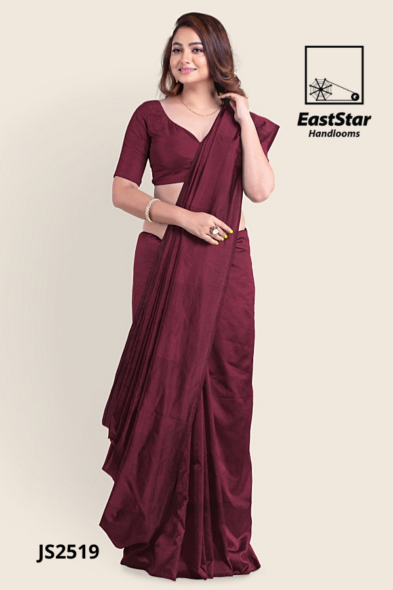 Deep Maroon Handloom Silk Saree JS2519