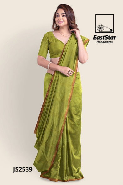 Olive Green Handloom Silk Saree JS2539