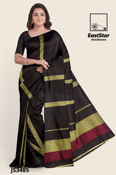 Dark Brown Handloom Silk Saree JS3485