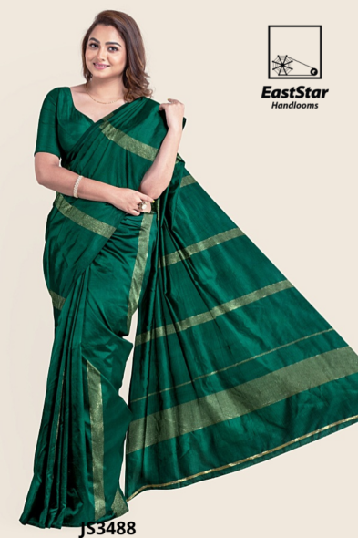 Emerald Green Handloom Silk Saree JS3488