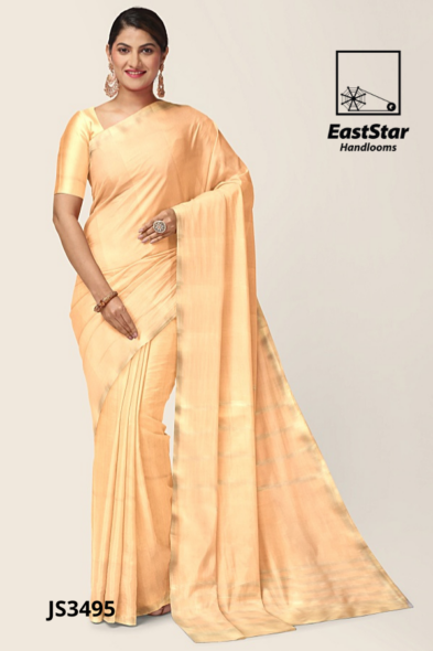 Pastel Peach Handloom Silk Saree JS3495