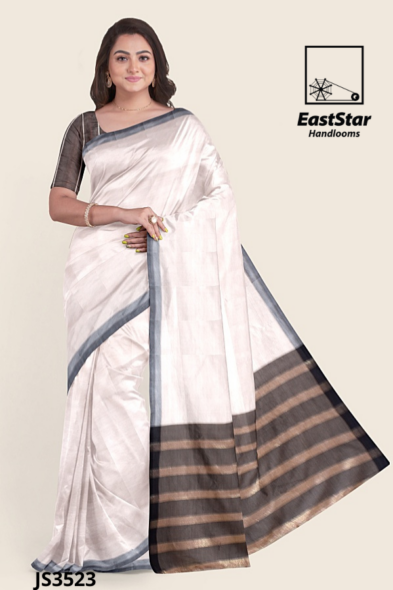 Off White Handloom Silk Saree JS3523