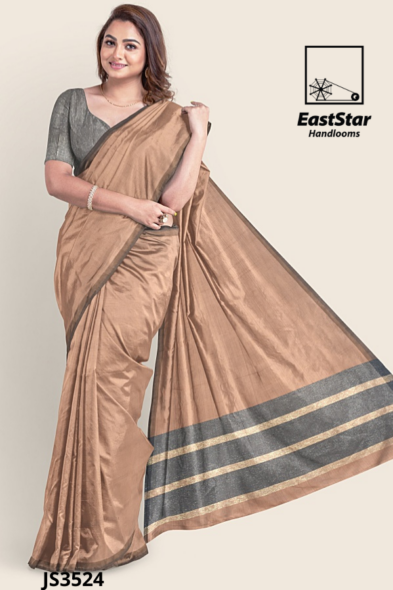 Light Brown Handloom Silk Saree JS3524