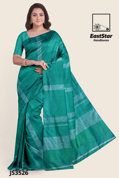 Teal Handloom Silk Saree JS3526