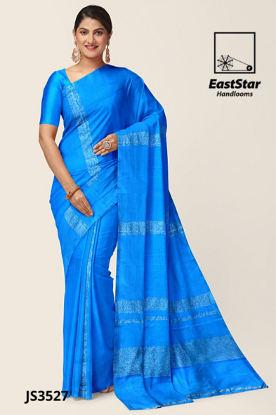 Cobalt Blue Handloom Silk Saree JS3527