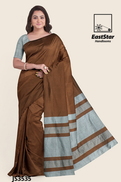 Chocolate Brown Handloom Silk Saree JS3535
