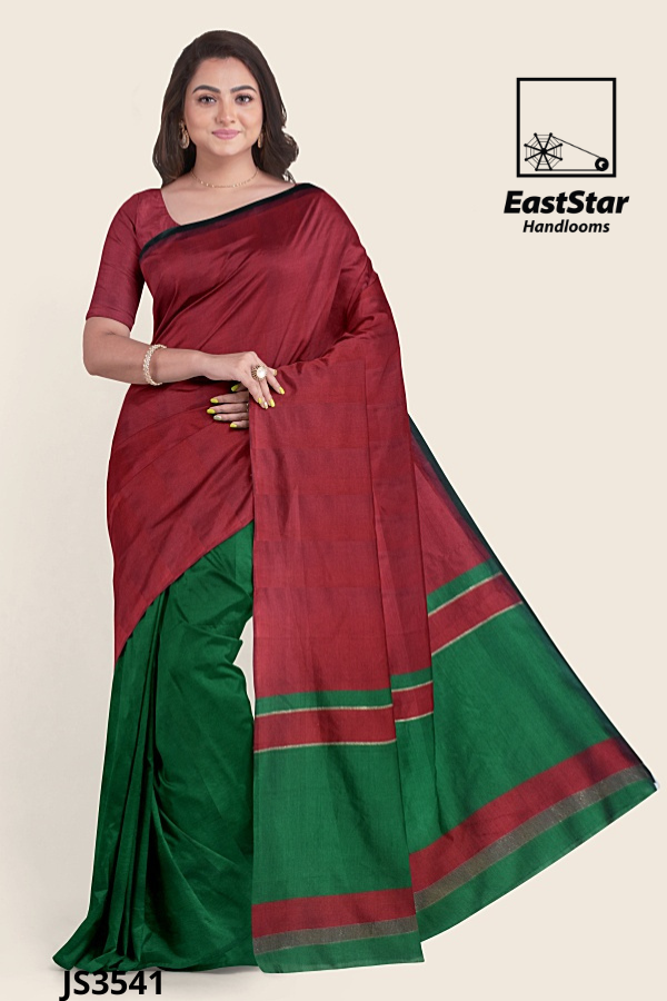 Maroon Green Handloom Silk Saree JS3541 Maroon Green Handloom Silk Saree JS3541