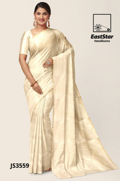 Ivory Handloom Silk Saree JS3559