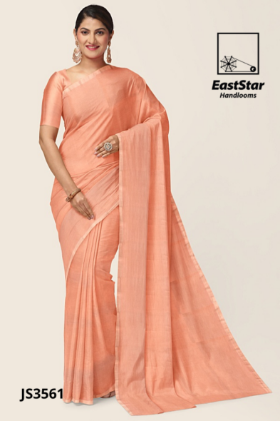 Peach Handloom Silk Saree JS3561