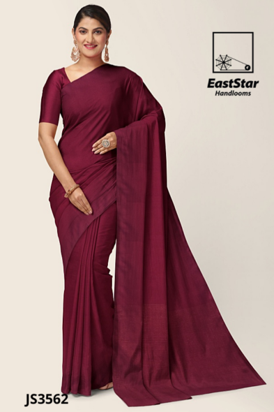Deep Maroon Handloom Silk Saree JS3562