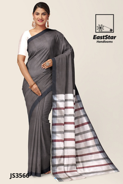 Charcoal Grey Handloom Silk Saree JS3566