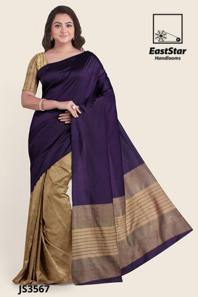 Purple Gold Handloom Silk Saree JS3567