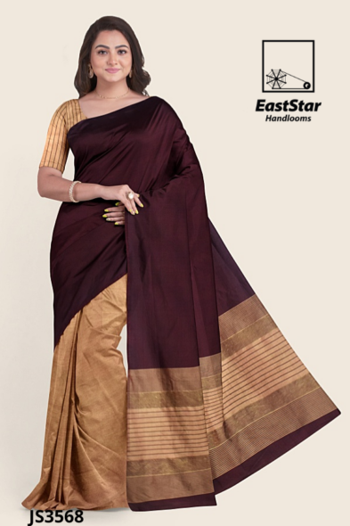 Maroon Gold Handloom Silk Saree JS3568