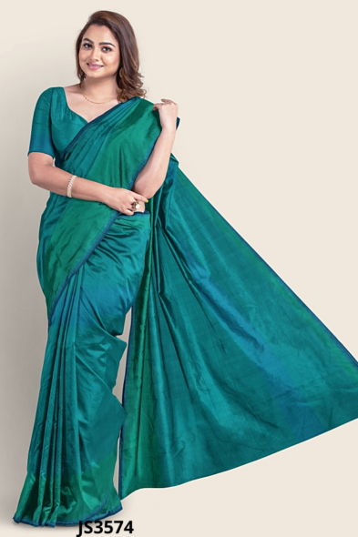 Teal Handloom Silk Saree JS3574
