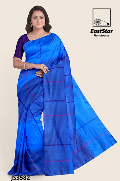 Blue Purple Handloom Silk Saree JS3582