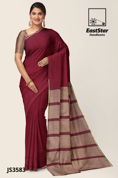 Maroon Handloom Silk Saree JS3583