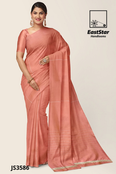 Peach Handloom Silk Saree JS3586