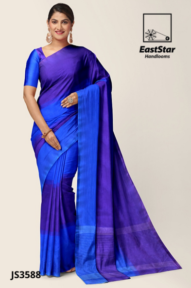 Royal Blue Purple Handloom Silk Saree JS3588
