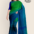 Green &Teal Blue  Handloom Cotton Saree DC3465
