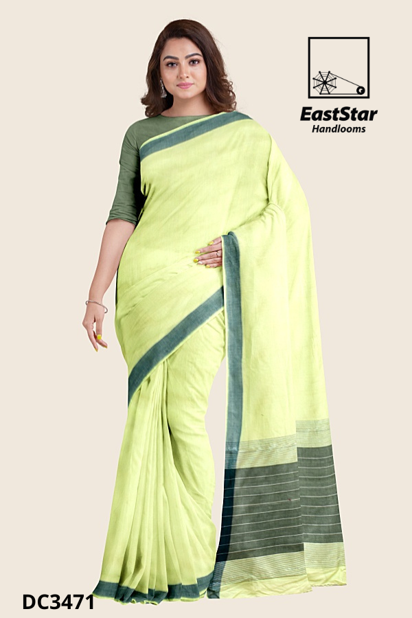 Light Lime Green Handloom Cotton Saree DC3471