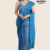 Solid Teal Blue Handloom Cotton Saree DC3472