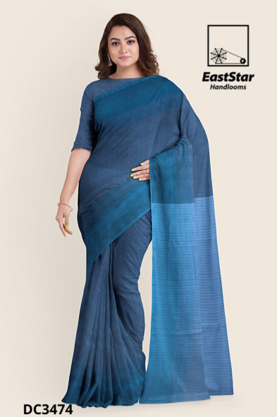 Blue Ombre Handloom Cotton Saree DC3474